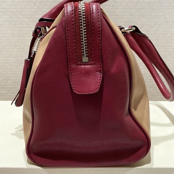 COACH (No. C1373-25807) Legacy “Haley” 2-Tone (Tan/Burgundy) Large Satchel - Picture 7 of 16